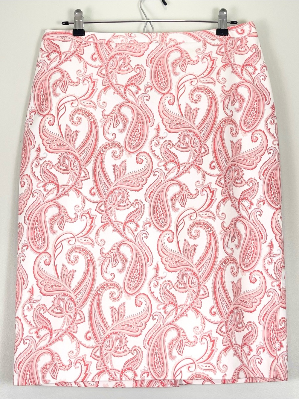 NWOT PURE COLLECTION Pink White Paisley Pencil Knee Length Cotton Skirt Lined 14